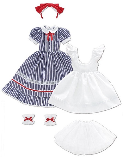 50 Dreaming Girl Alice Dress Set (Blue Stripe)